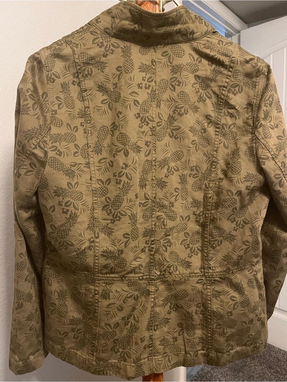 Talbots Olive Green Botanical-Print Field Jacket - Picture 3 of 4